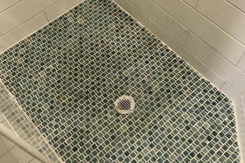 Glass Tile Floors Remodel Walk In Shower Curb Appeal Construction Eureka Ca 
