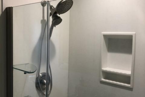 White Matte Onyx Custom Walk In Shower Residential Remodel Specialist